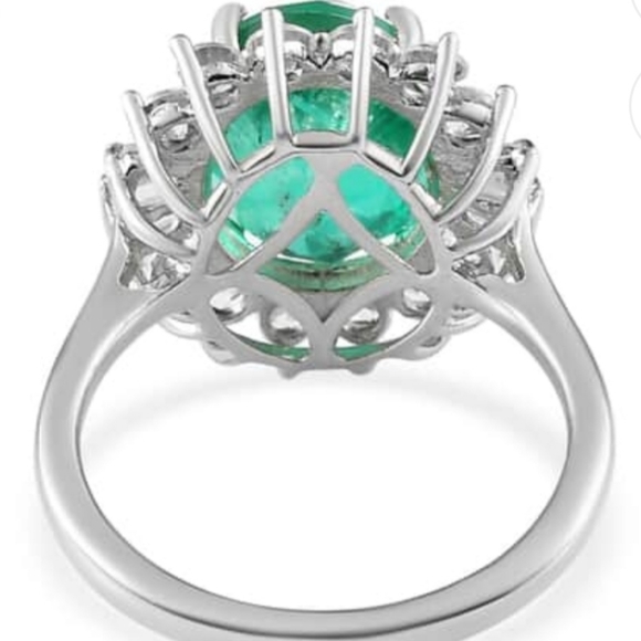 Genuine Emeraldine Quartz & White Zircon Ring Platinum over 925!! ✨️ Siz… - Picture 10 of 12